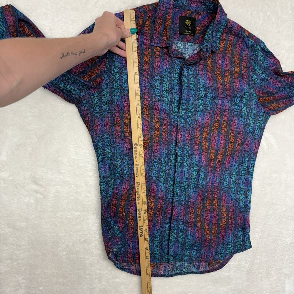 YELLOW Clothing Bangladesh multicolored floral striped long sleeve button down M - Picture 7 of 12